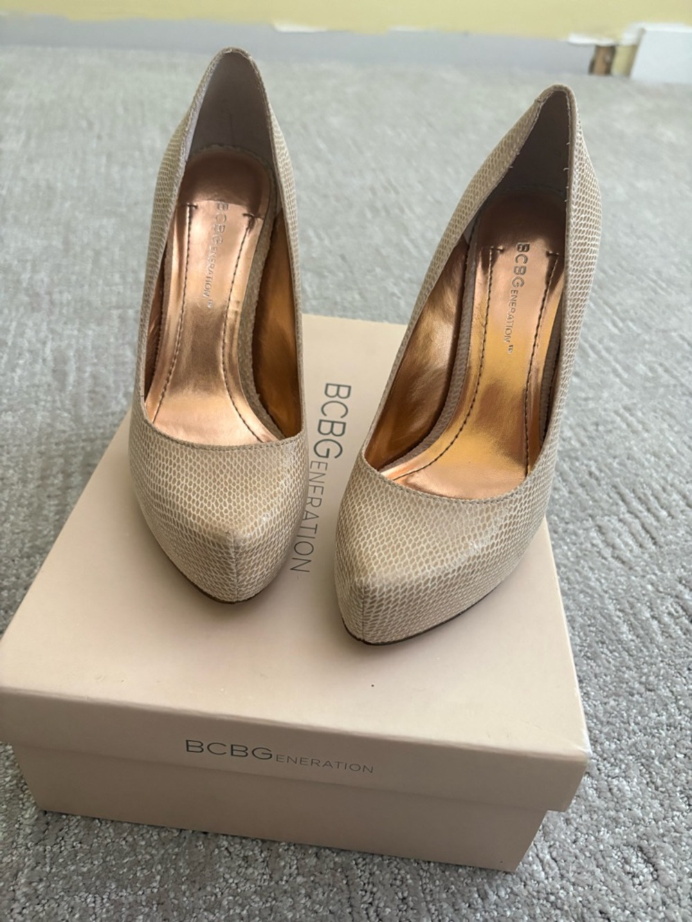 BCBGeneration Women's Nude Beige Platform Pumps